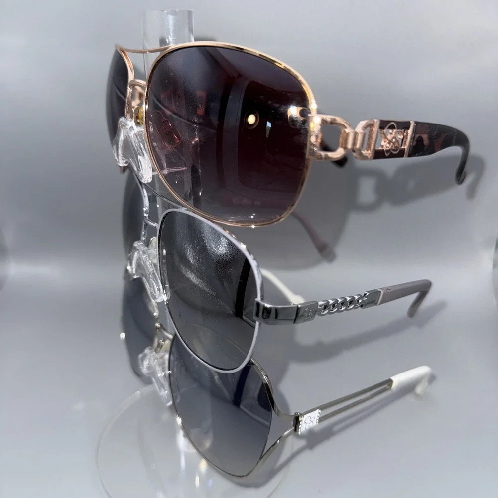3 pairs -Authentic Jessica Simpson Aviator HOT Sunglasses- Silver & Rose Gold